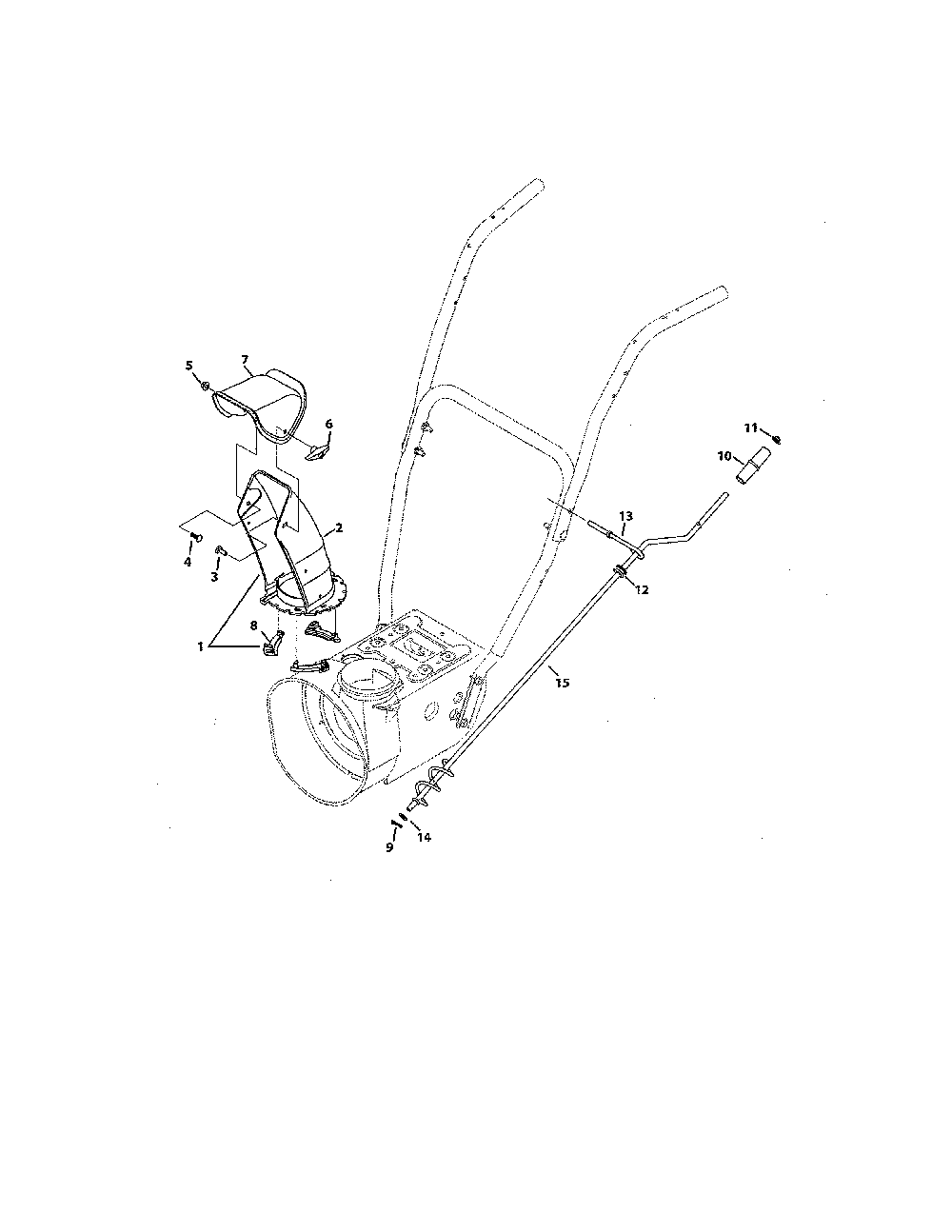 Upper & lower chute Diagram and Parts List for 31AS62ED799  MTD Snow Blower