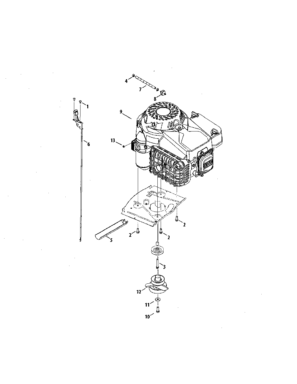 Engine/pulley Diagram and Parts List for 13A726JD099  MTD Lawn Tractor