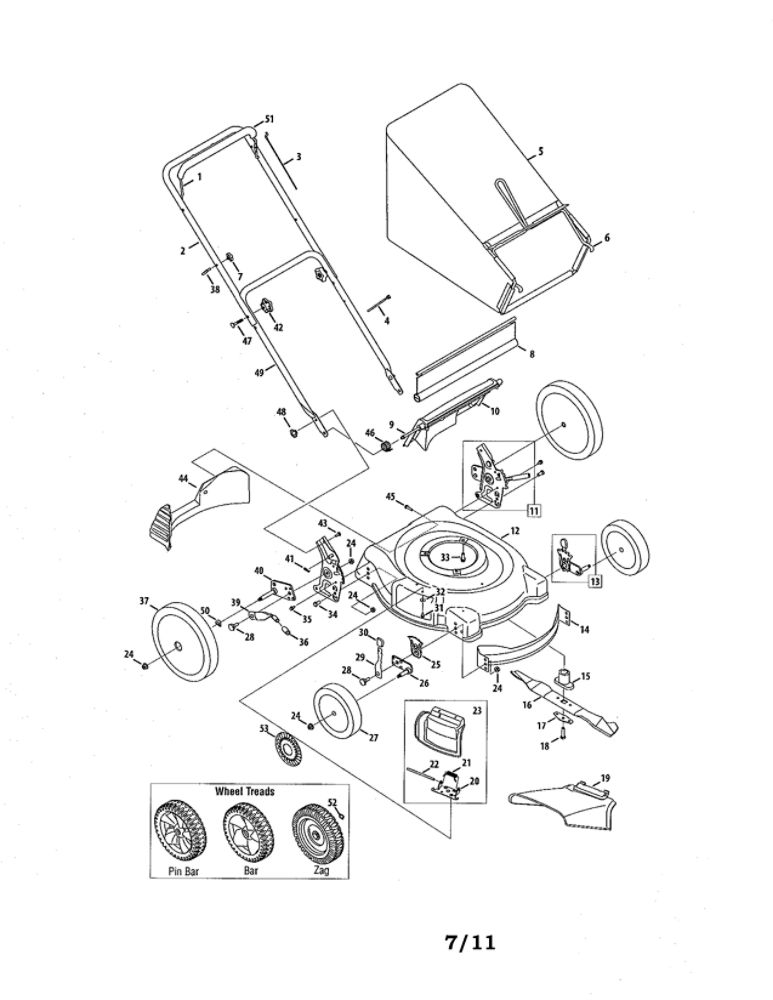 Lawn Mower Diagram and Parts List for 11A-544E029  MTD Lawn Mower