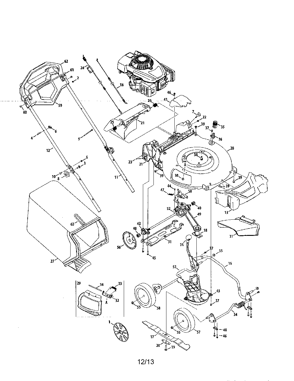Lawn mower Diagram and Parts List for 12ABC32J799  MTD Lawn Mower