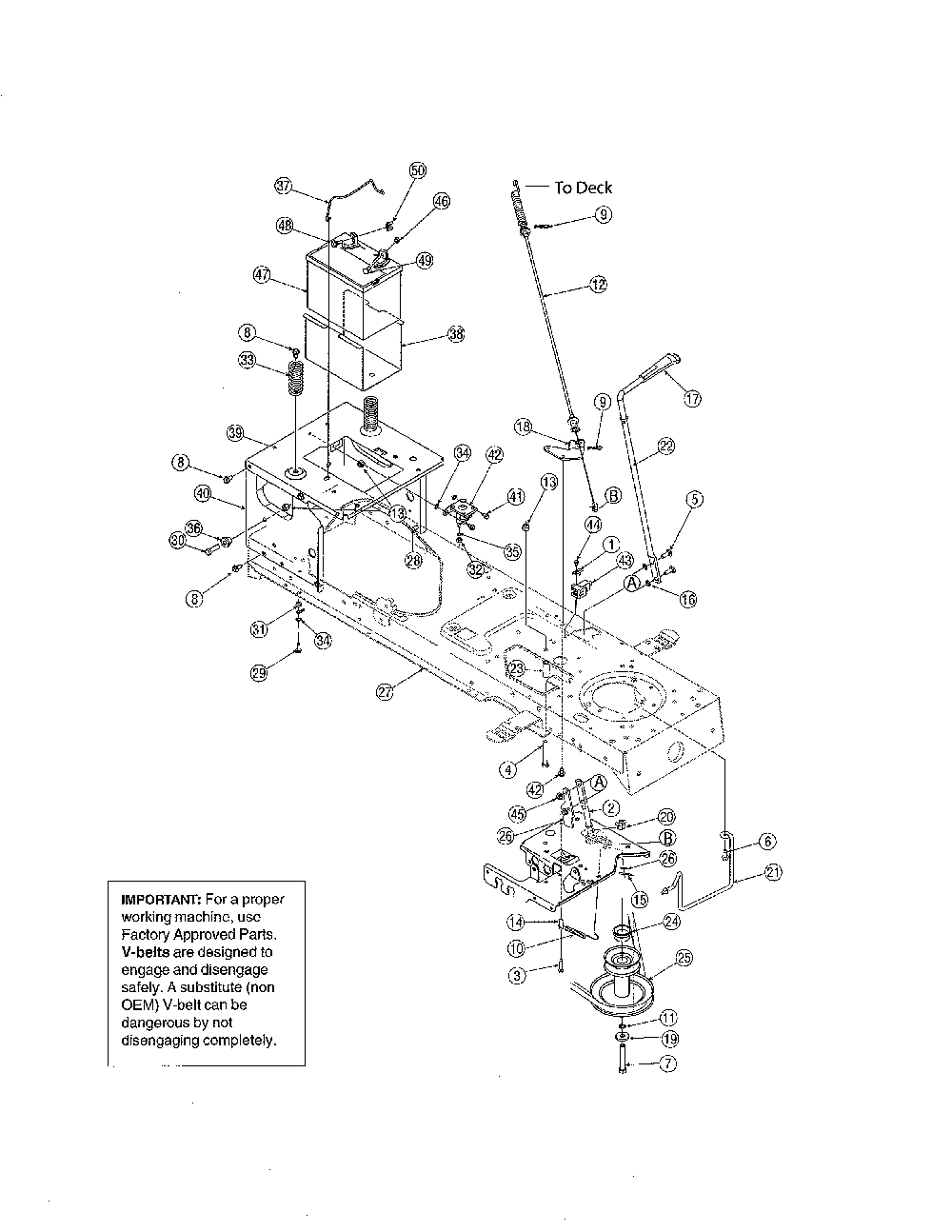 Frame & pto lift Diagram and Parts List for 13AL606G730  MTD Lawn Tractor