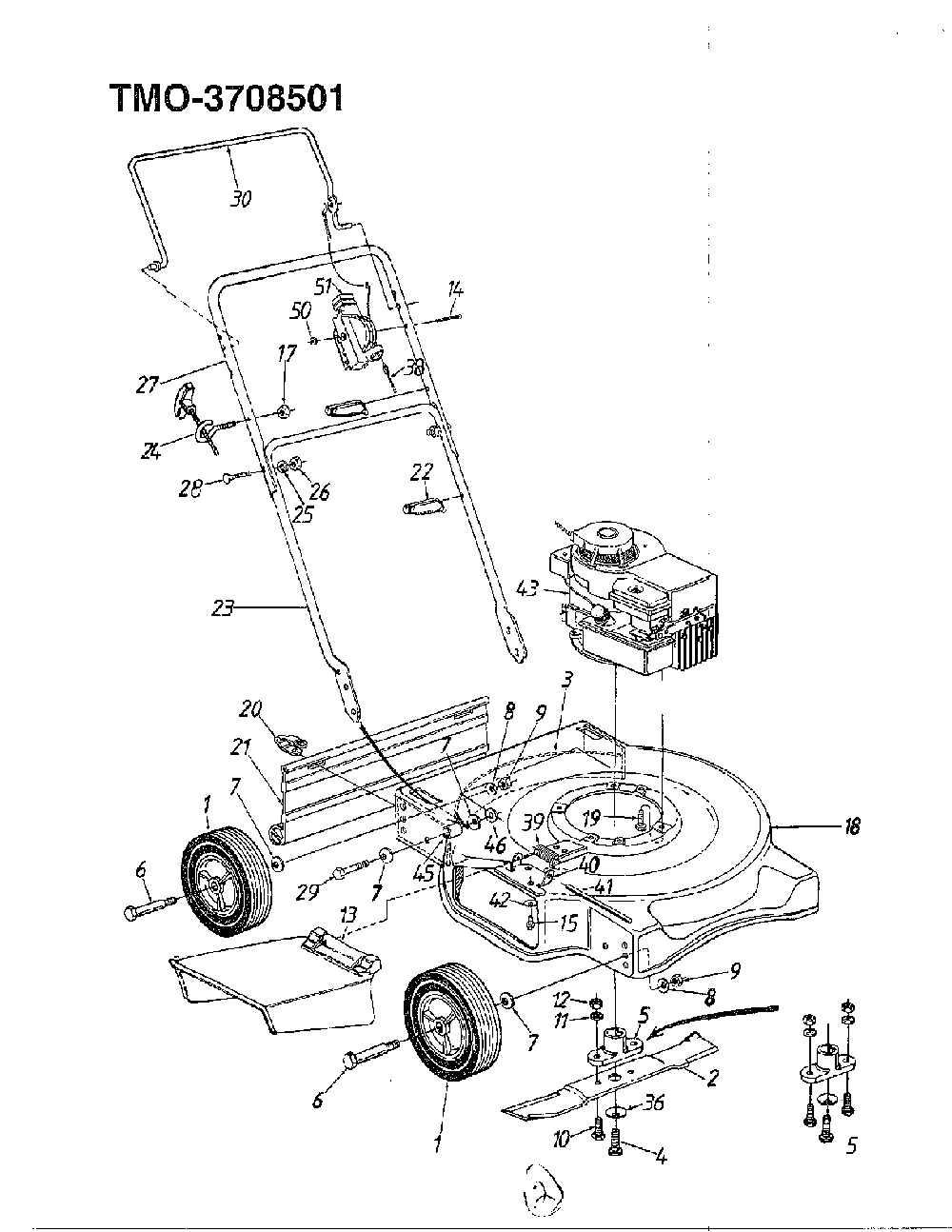 20" rotary mower page 2 Diagram and Parts List for 3708501  MTD Lawn Mower