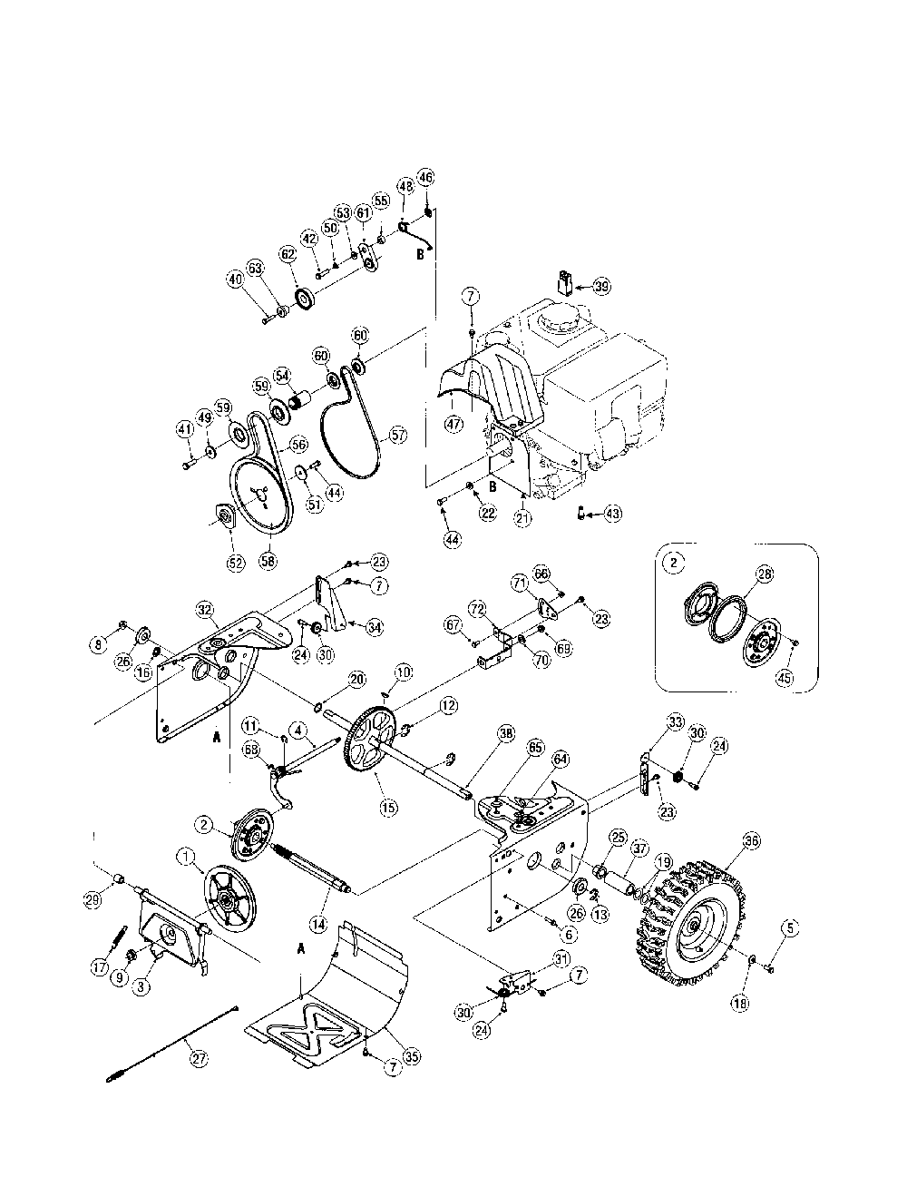 Axle/wheels Diagram and Parts List for 31AM62EE799  MTD Snow Blower