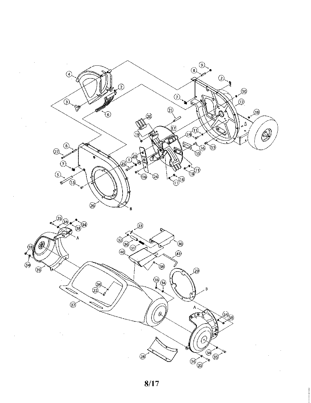 Impeller/hopper Diagram and Parts List for 24A-464M799  MTD Chipper Shredder