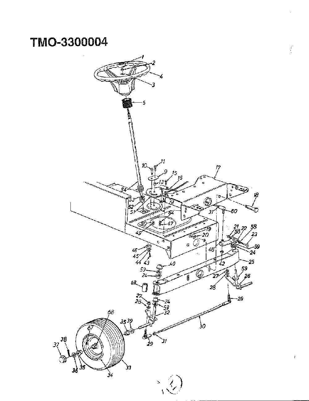 42" lawn tractor/wheel chart Diagram and Parts List for 3300004  MTD Lawn Tractor