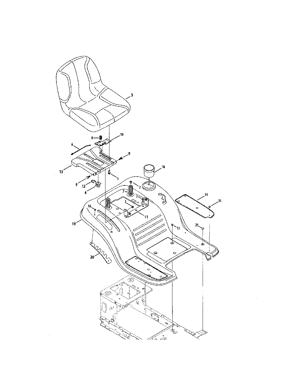 Seat/fender Diagram and Parts List for 13A878XT099  MTD Lawn Tractor