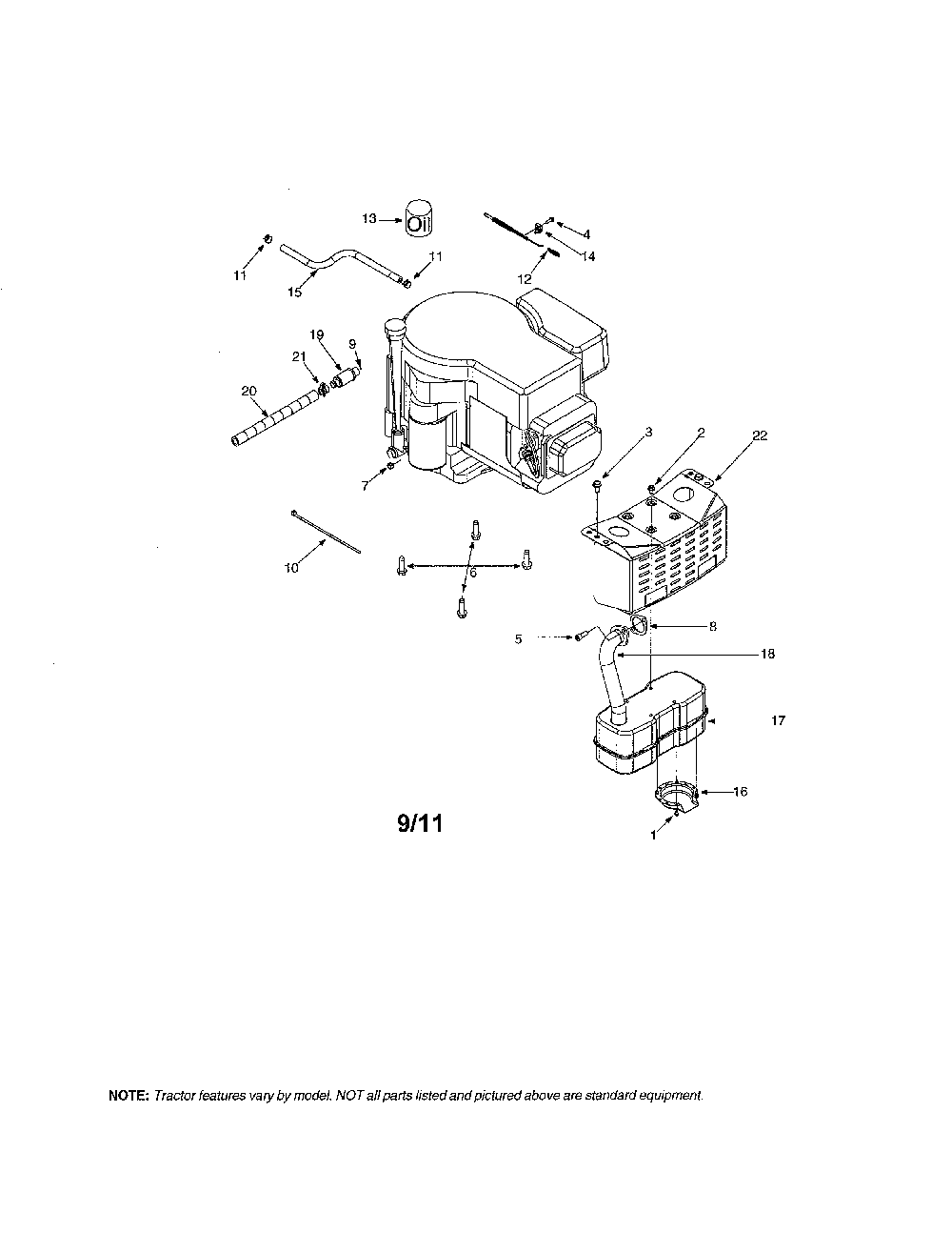Muffler Diagram and Parts List for 13AL606G730  MTD Lawn Tractor