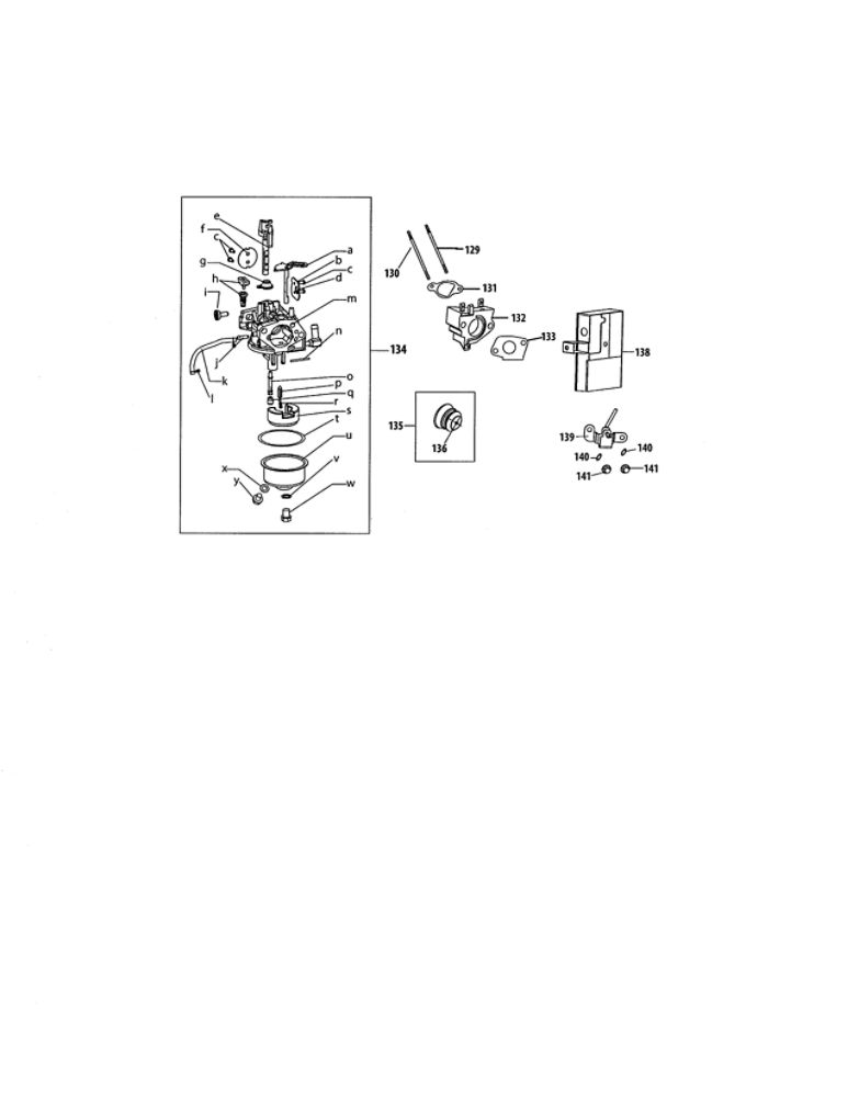 Carburetor Diagram and Parts List for 752Z483-SUA  MTD Engine