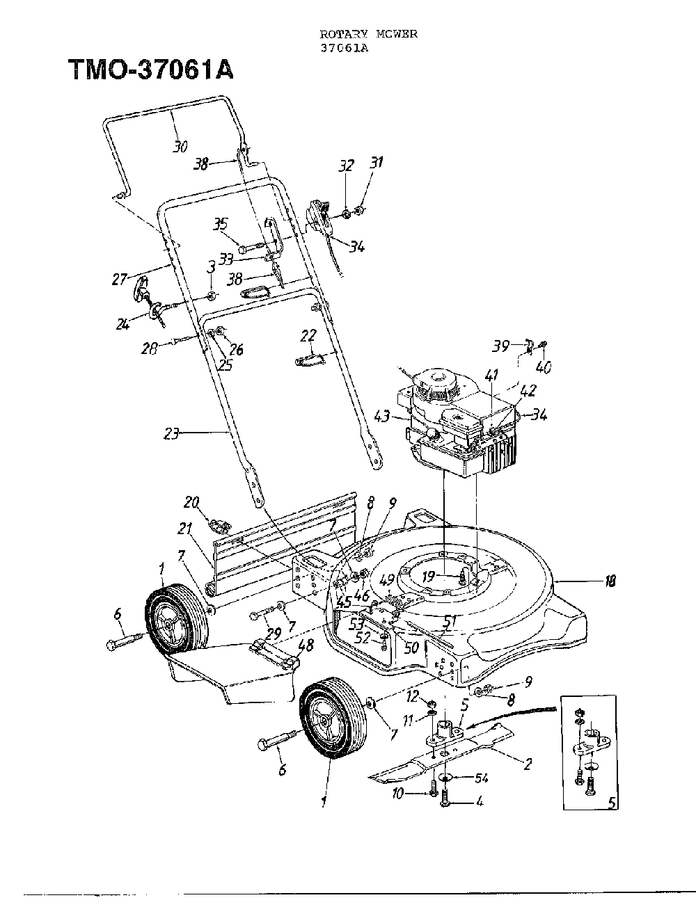 3.5hp 22" rotary mower Diagram and Parts List for 37061A  MTD Lawn Mower