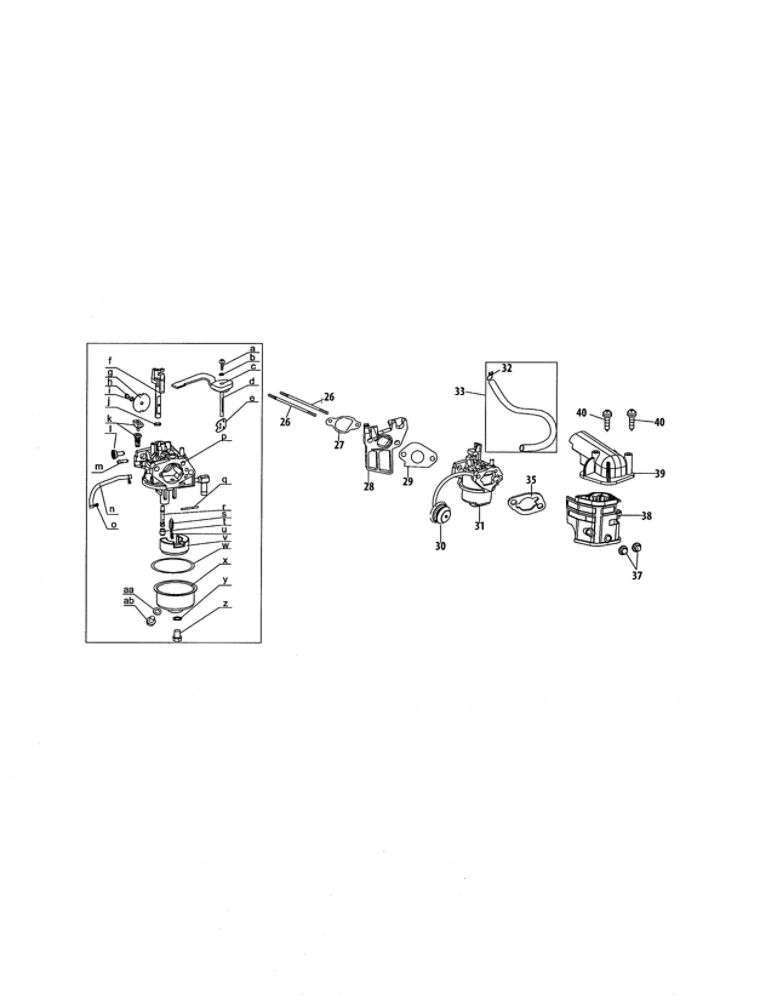 Carburetor Diagram and Parts List for 952Z370-JU-11  MTD Engine