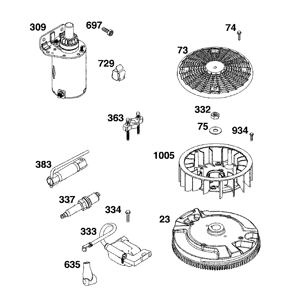 Flywheel/ignition/starter Diagram and Parts List for 17ADFACT093  MTD Lawn Mower