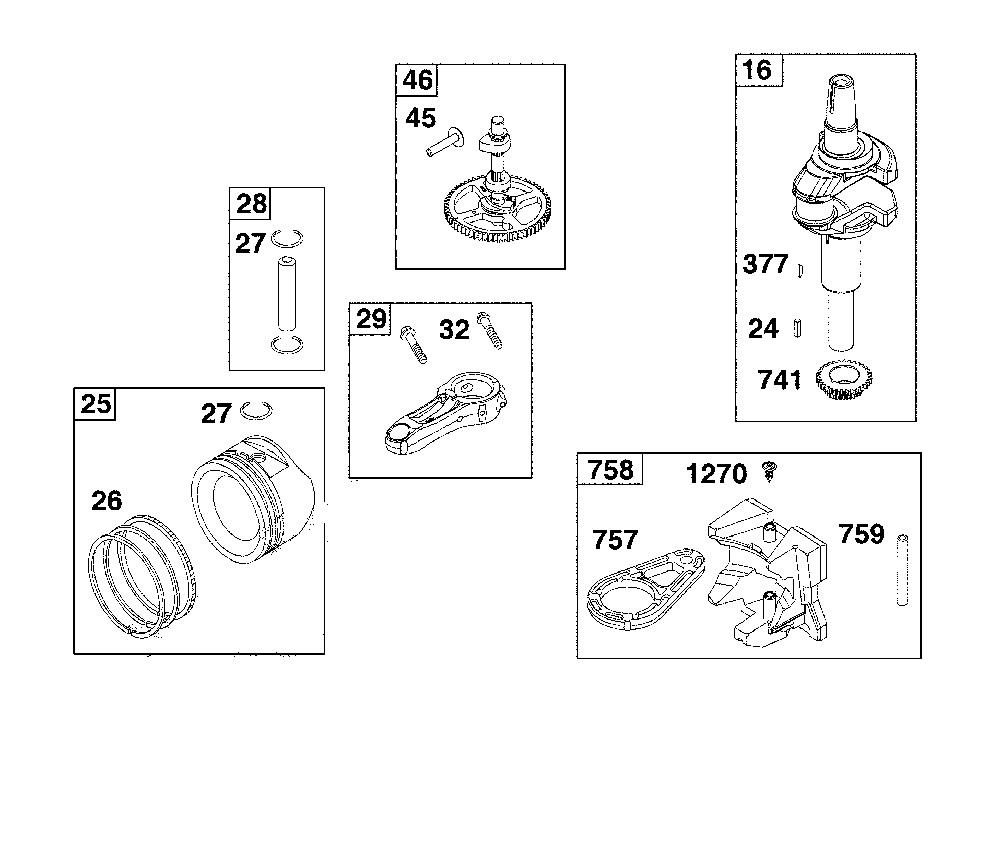 Crankshaft Diagram and Parts List for 13AN77XS093  MTD Lawn Tractor