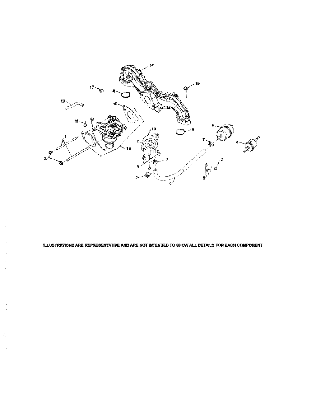 Fuel system Diagram and Parts List for 14B7A3ZQ099  MTD Lawn Tractor