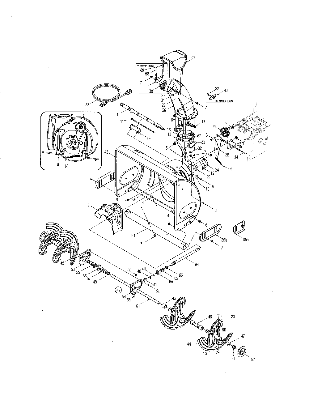 Auger & housing Diagram and Parts List for 31AE6FHE706  MTD Snow Blower