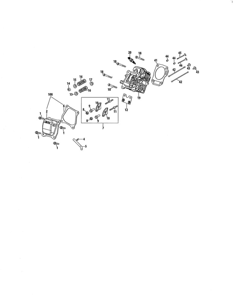 Cylinder Head/Rocker Arm Diagram and Parts List for 952Z370-JU-11  MTD Engine