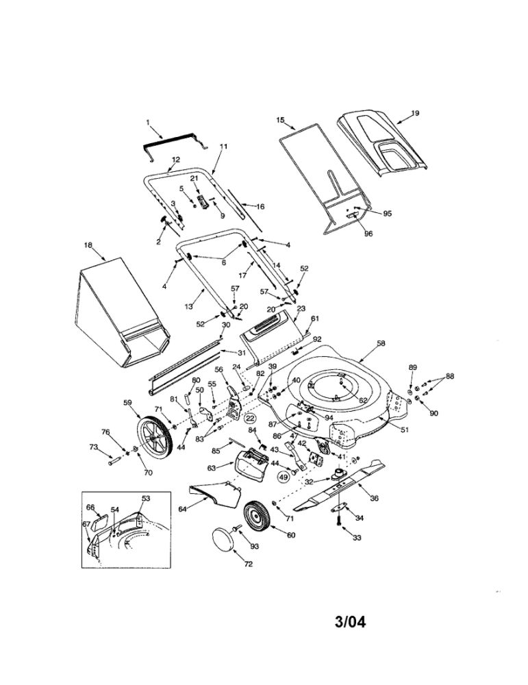 Lawn Mower 1 Diagram and Parts List for 540  MTD Lawn Mower
