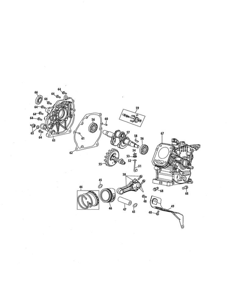 Short Block Diagram and Parts List for 752Z170-L0  MTD Engine