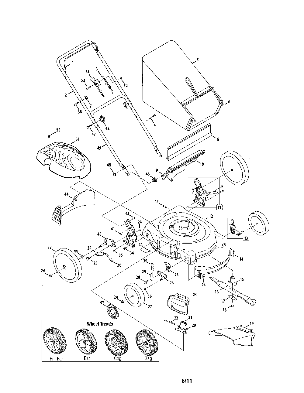 Lawn mower Diagram and Parts List for 11A-54M7031  MTD Lawn Mower