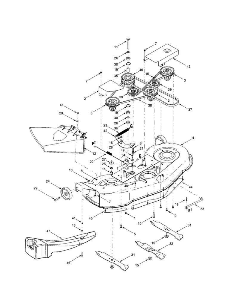 Blades Diagram and Parts List for 662  MTD Lawn Tractor