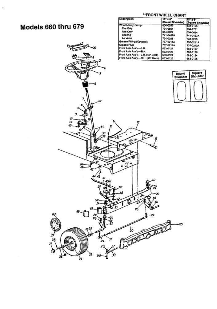 Steering Diagram and Parts List for 679  MTD Lawn Tractor
