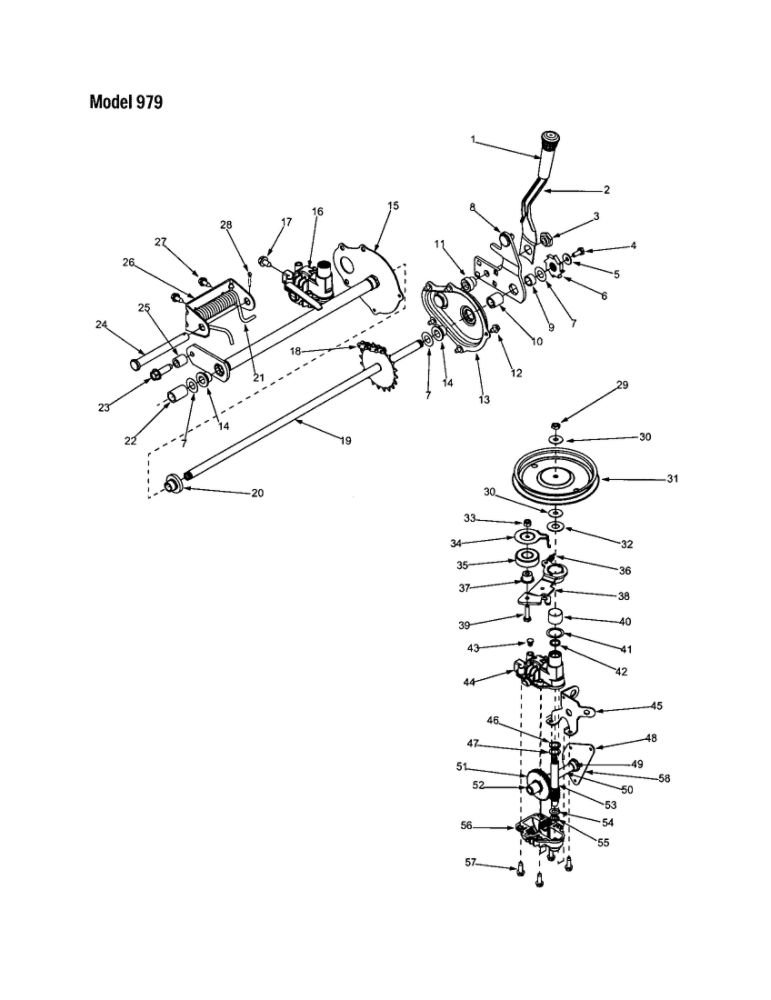 Rear Axle/Housing/Shaft Diagram and Parts List for 979  MTD Lawn Mower