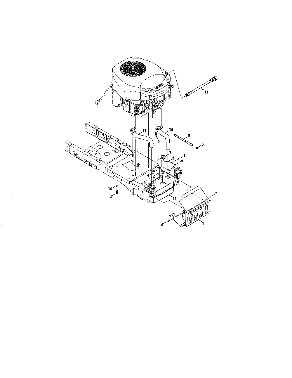 Engine/muffler & shield Diagram and Parts List for 13B7A1ZW099  MTD Lawn Tractor