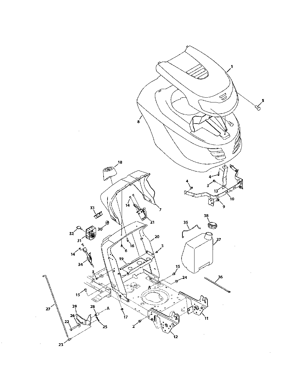 G style hood Diagram and Parts List for 769-05404  MTD Lawn Tractor