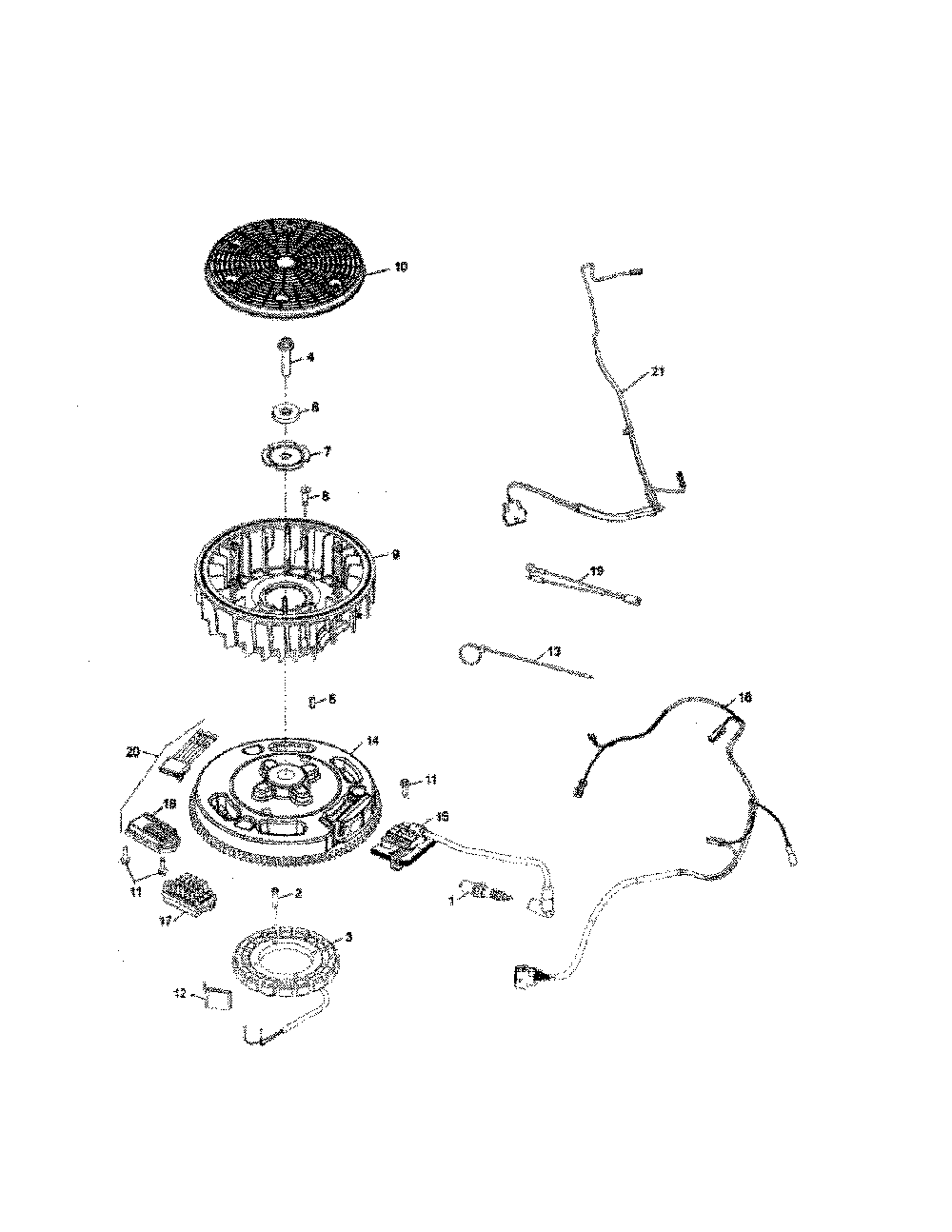 Ignition/charging Diagram and Parts List for 17ARCBDQ099  MTD Lawn Tractor