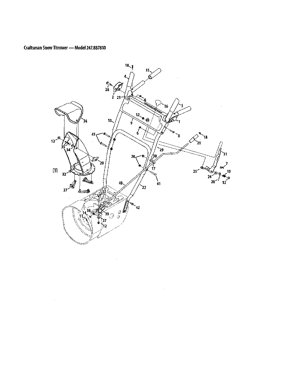 Lower & upper chute Diagram and Parts List for 31S6BEE799  MTD Snow Blower