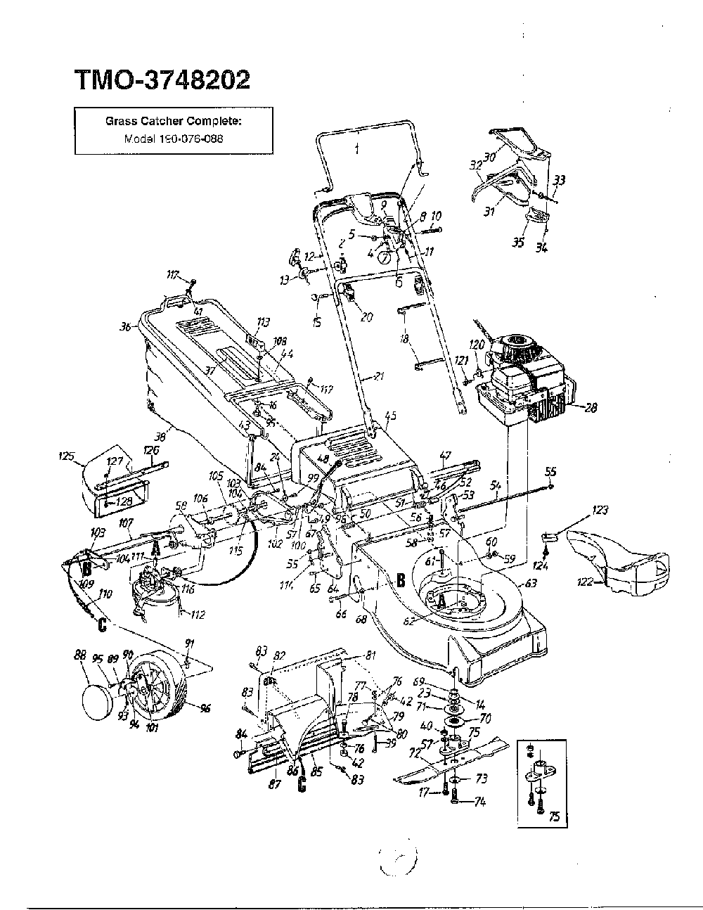 5hp rotary mower Diagram and Parts List for 3748202  MTD Lawn Mower