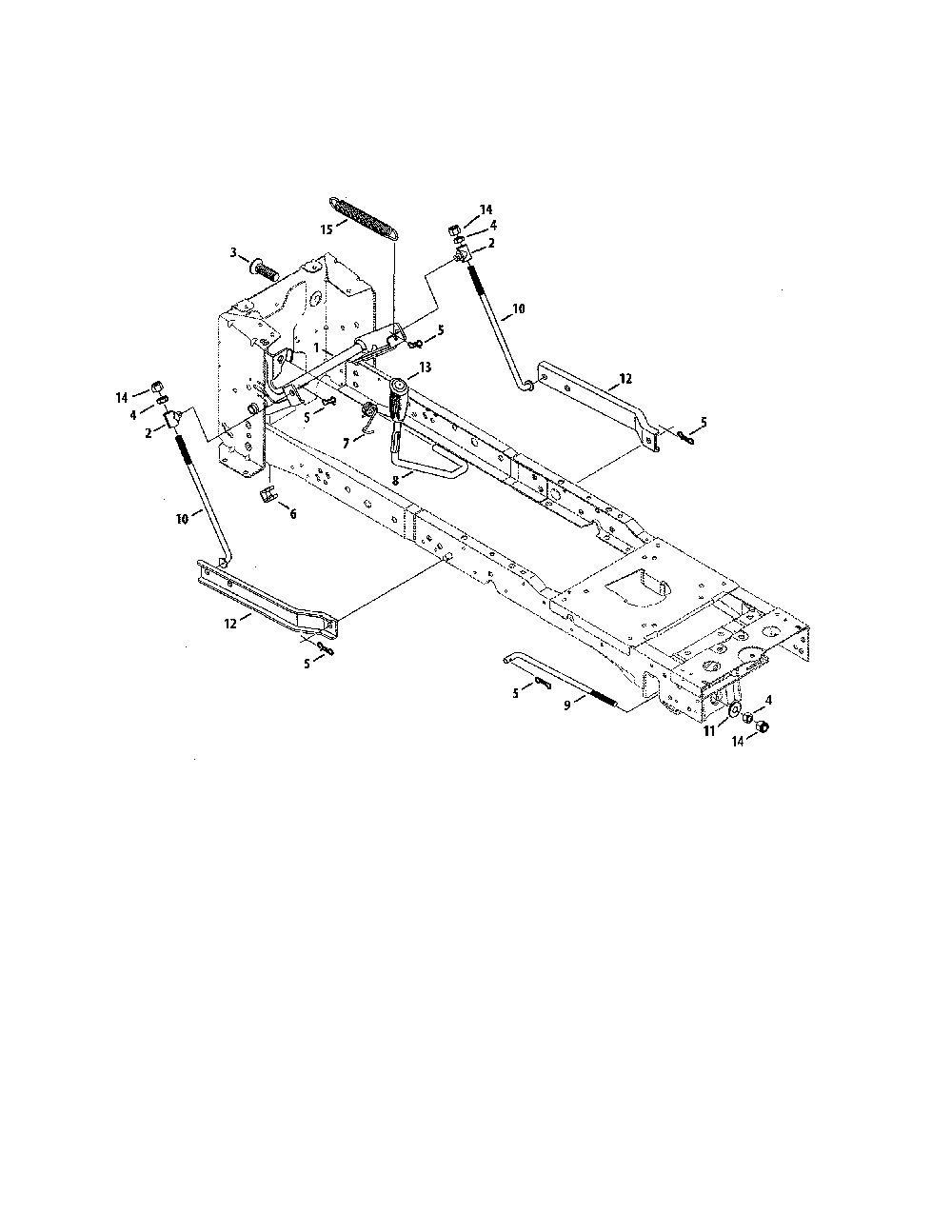 Lift Diagram and Parts List for 13ATA1ZT099  MTD Lawn Tractor