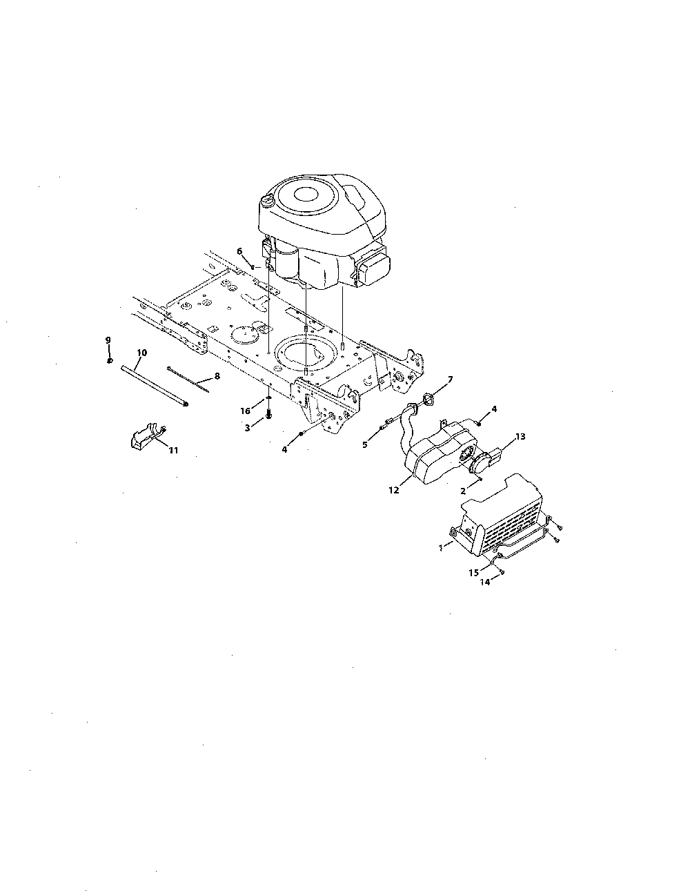 Engine/muffler Diagram and Parts List for 13BL78XT099  MTD Lawn Tractor