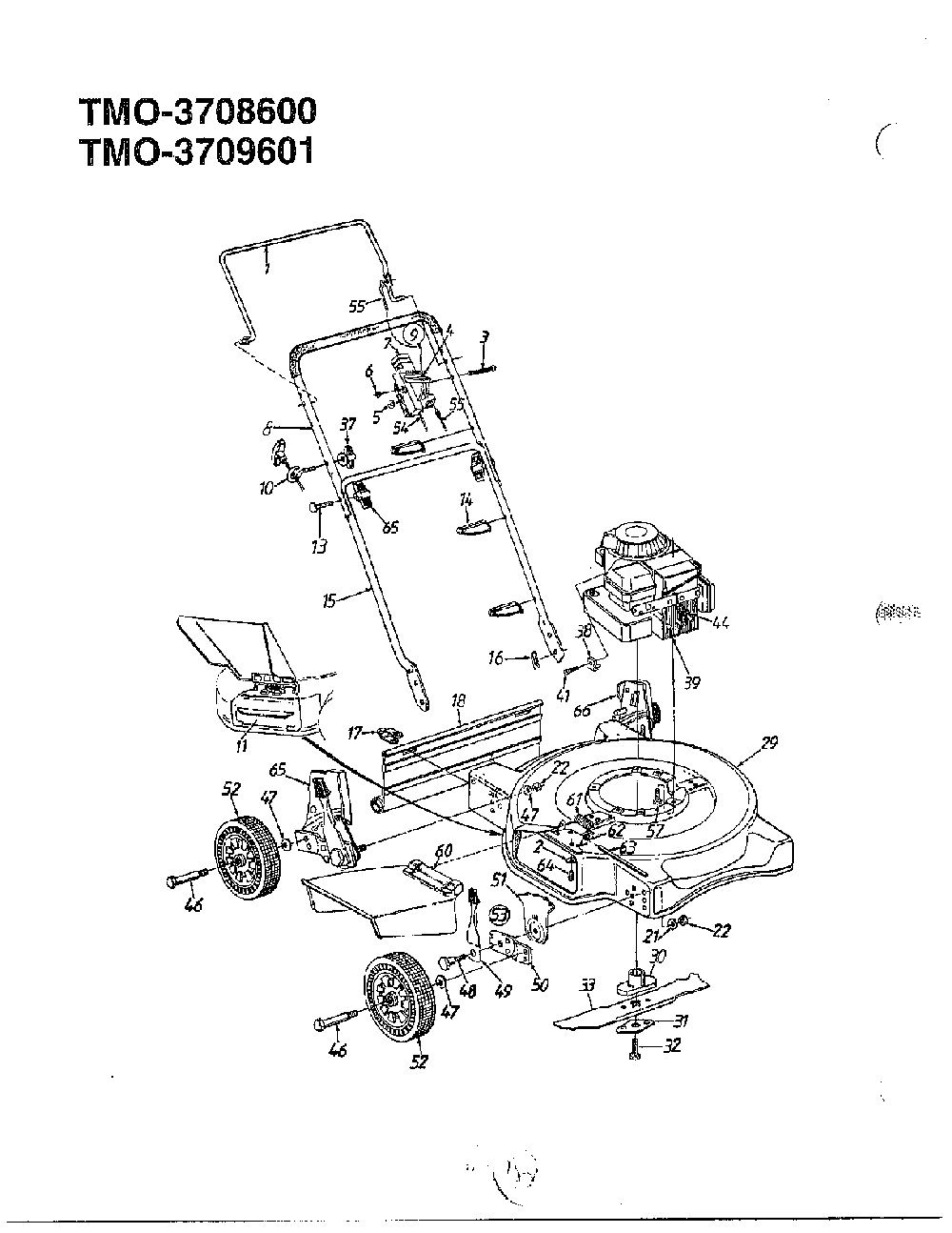 3.75hp/4hp -22" rotary mower Diagram and Parts List for 3708600  MTD Lawn Mower