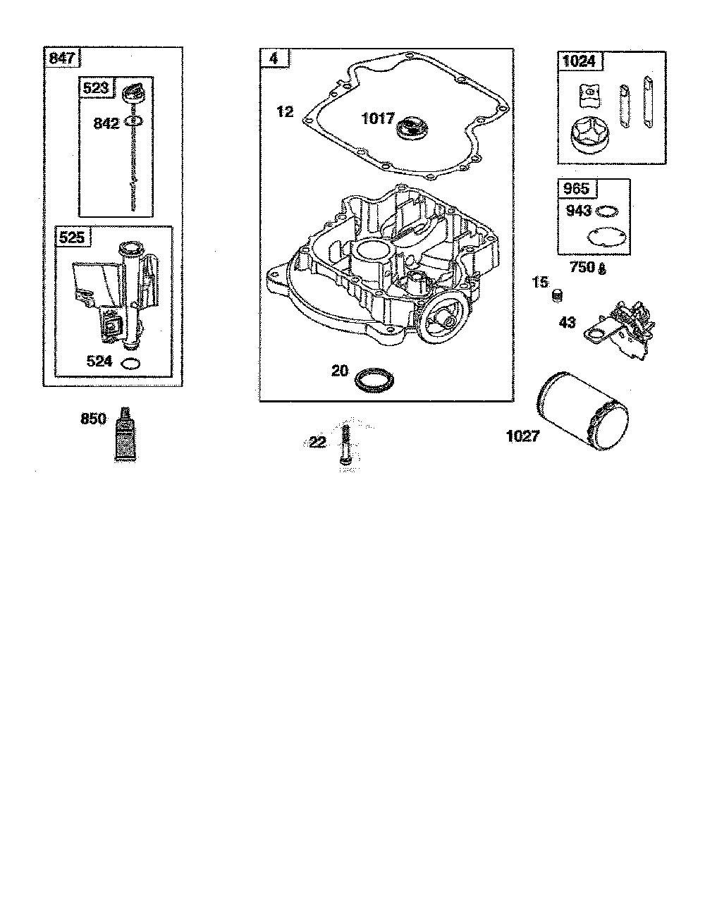 Crankcase/sump Diagram and Parts List for 13AL77XT099  MTD Lawn Tractor