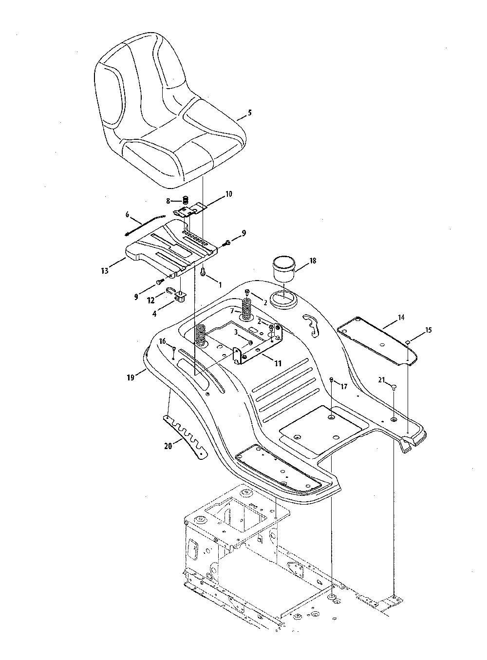 Seat/fender Diagram and Parts List for 13A878XT299  MTD Lawn Tractor