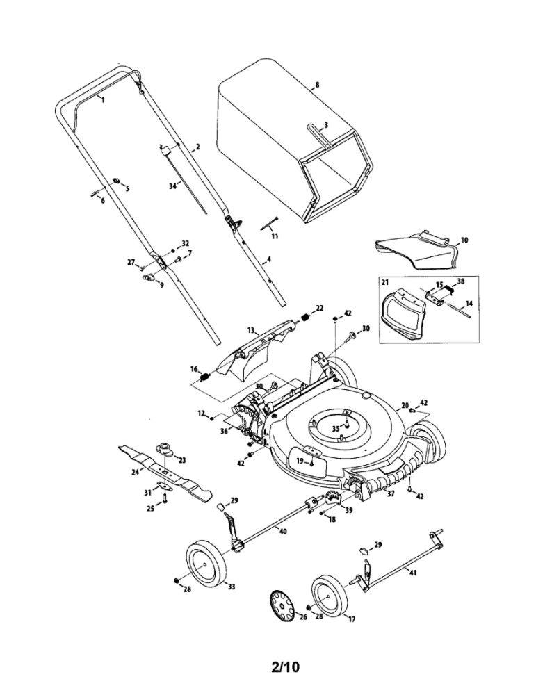 Lawn Mower Diagram and Parts List for TB110  MTD Lawn Mower