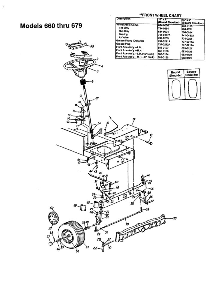 Steering Diagram and Parts List for 663  MTD Lawn Tractor
