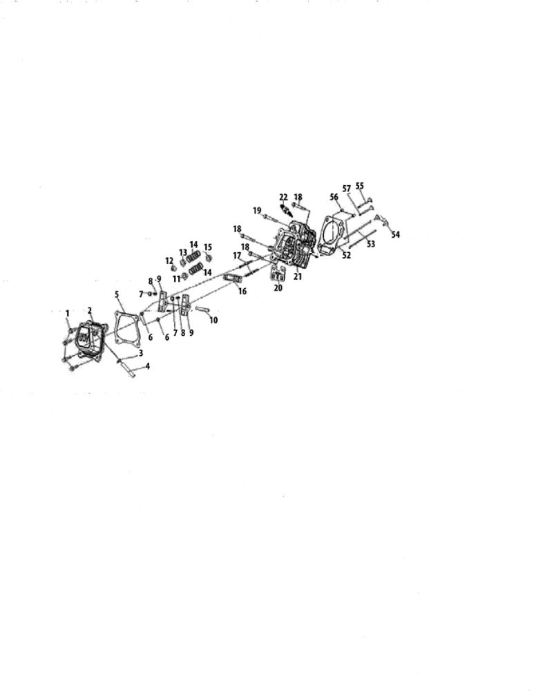 Cylinder Head Diagram and Parts List for 375-QU  MTD Engine