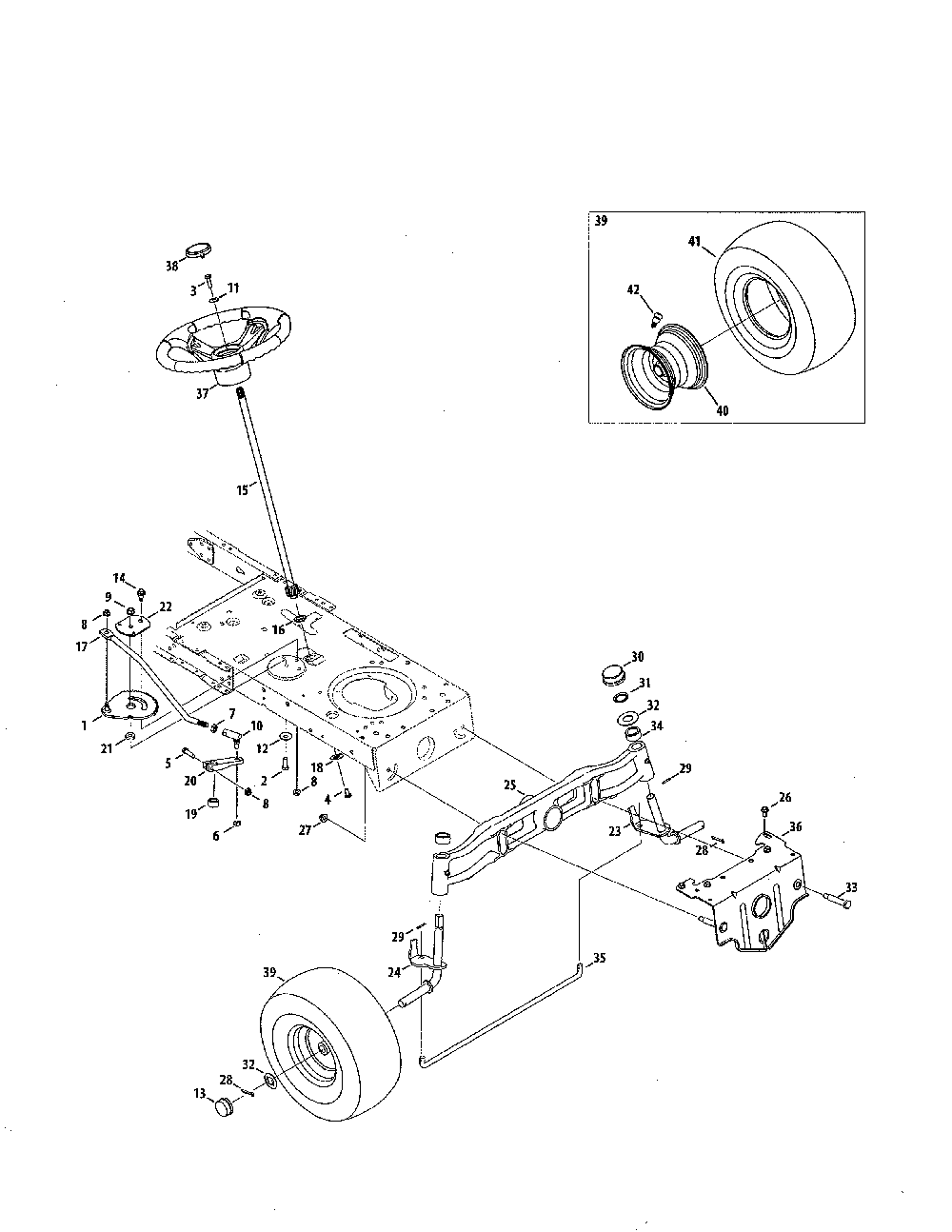 Steering Diagram and Parts List for 13AL79XT099  MTD Lawn Tractor