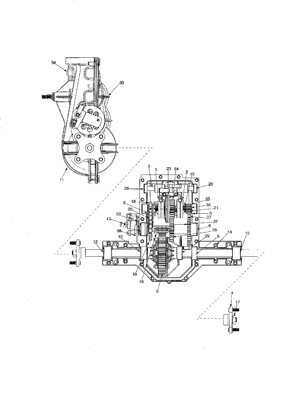 Transmission 618-0301a Diagram and Parts List for 14BI845H129  MTD Lawn Tractor