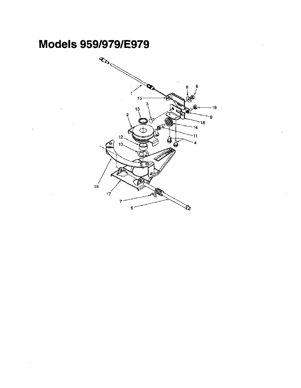 6 speed cable/pulley/pivot shaft Diagram and Parts List for 970-979  MTD Lawn Mower