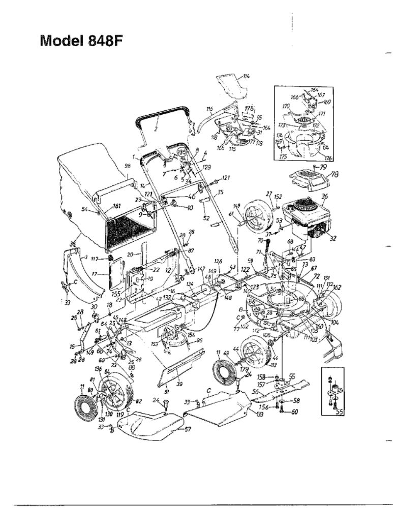 Mower 1 Diagram and Parts List for 123-848F401  MTD Lawn Mower