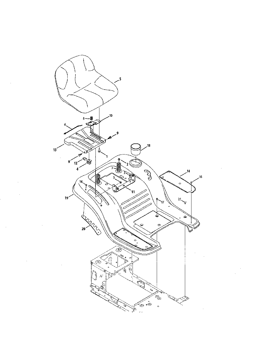 Seat/fender Diagram and Parts List for 13A878XS099  MTD Lawn Tractor