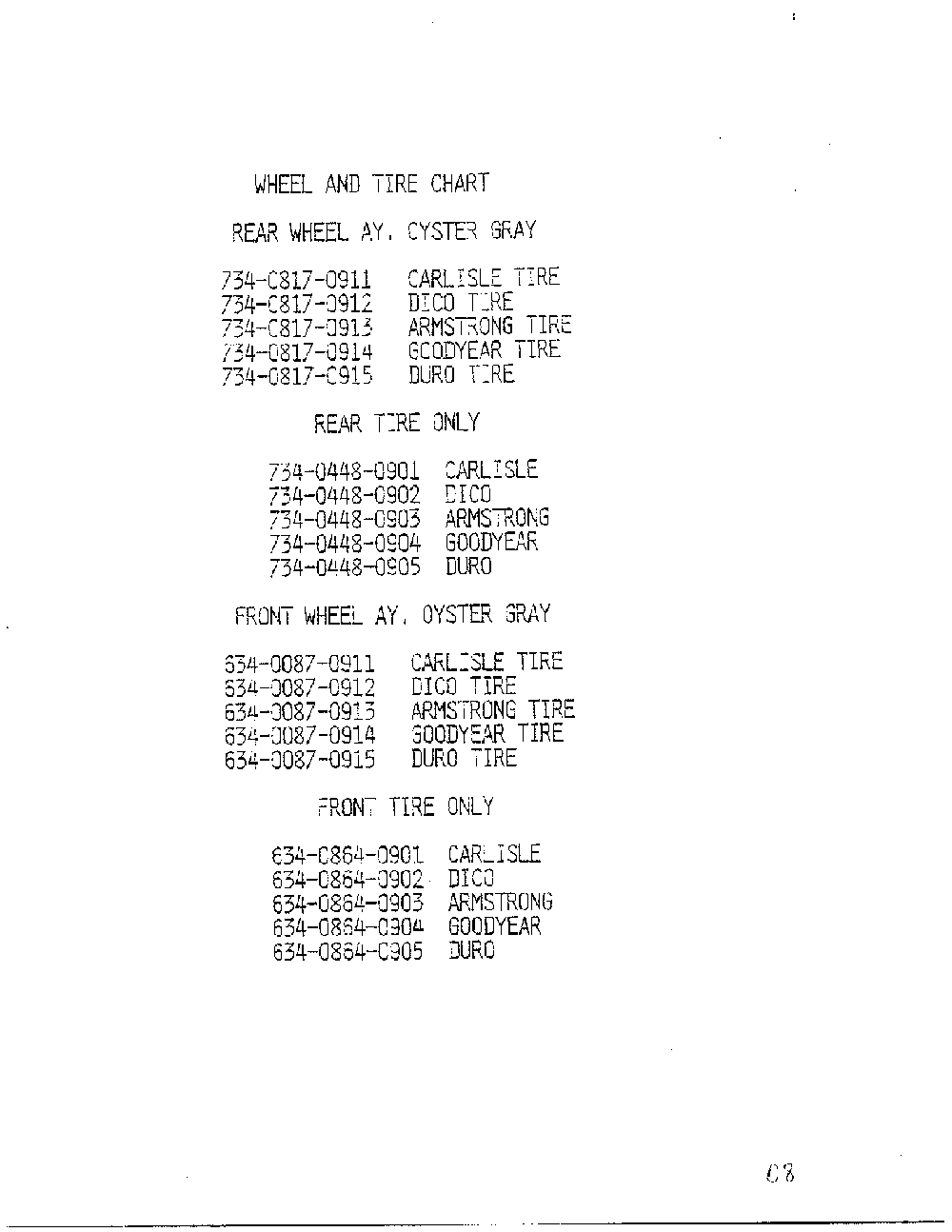 Wheel and tire chart Diagram and Parts List for 3397301  MTD Lawn Tractor
