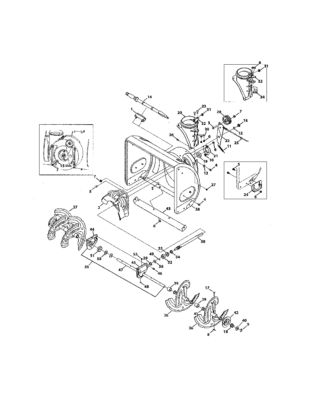 Impeller/auger & housing Diagram and Parts List for 31AS62ED799  MTD Snow Blower