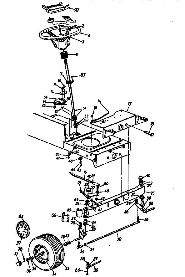 Steering assembly Diagram and Parts List for 13AS695G118  MTD Lawn Tractor
