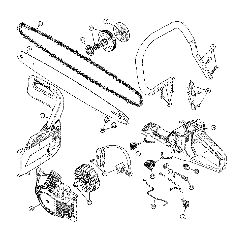 General assembly Diagram and Parts List for 41AY426S793  MTD Chainsaw