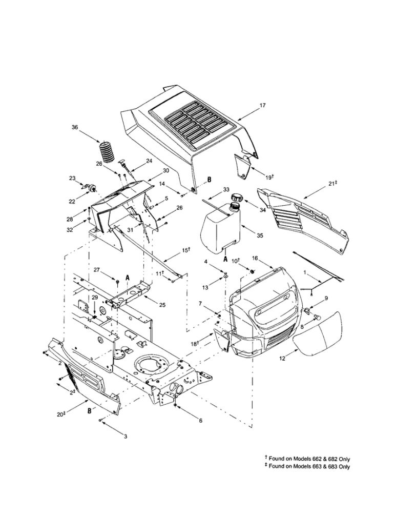Hood 2 Diagram and Parts List for 662  MTD Lawn Tractor