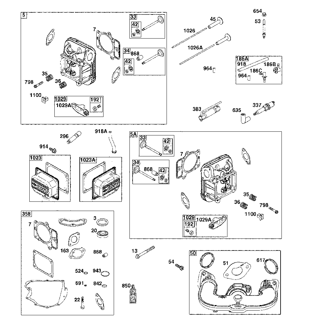 Cylinder head Diagram and Parts List for 17ADFACQ093  MTD Lawn Mower