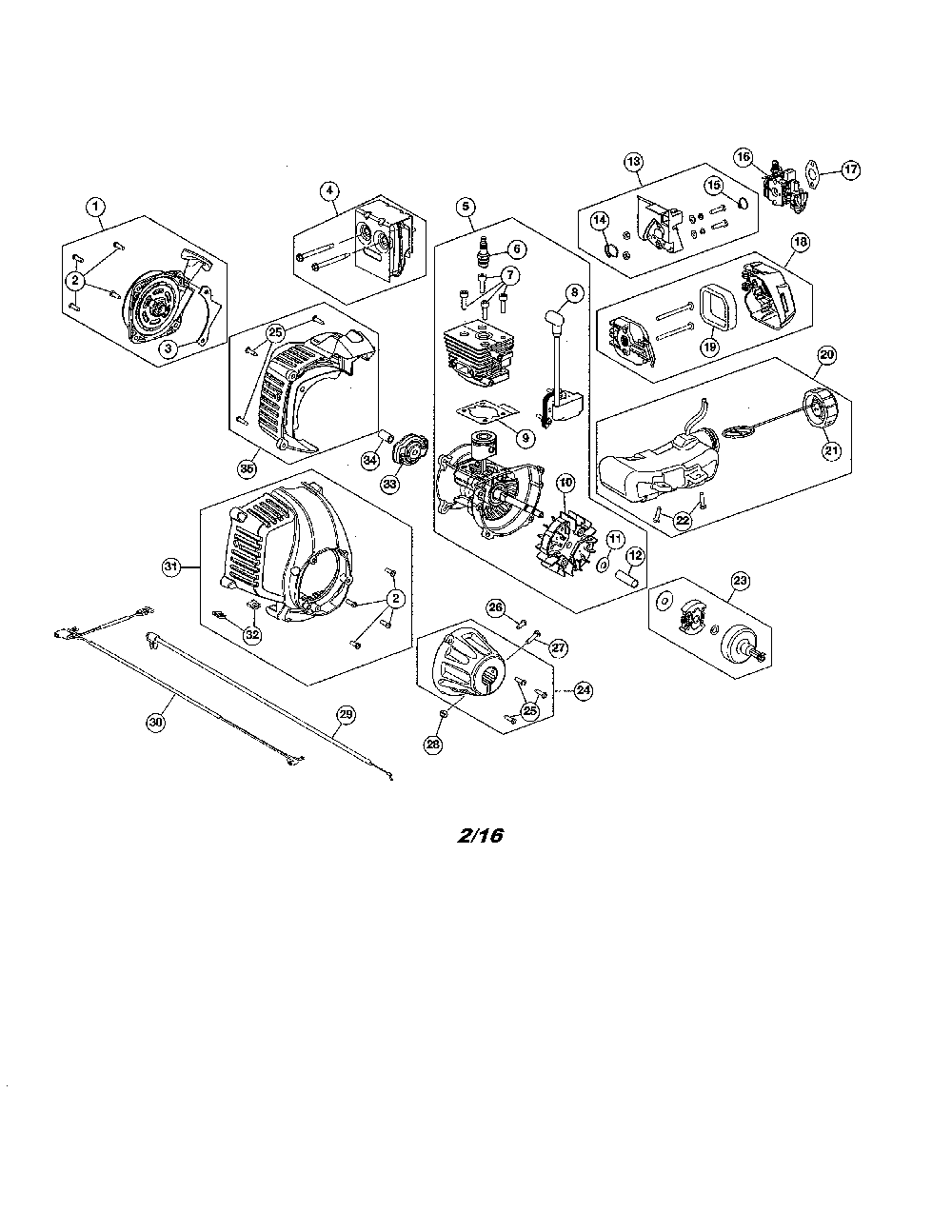 Short block/fuel tank Diagram and Parts List for 41DDZ24C799  MTD Trimmer